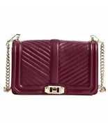 NWT Rebecca Minkoff Chevron Quilted Love Crossbody Leather Bordeaux RED AUTHENTC - $208.00