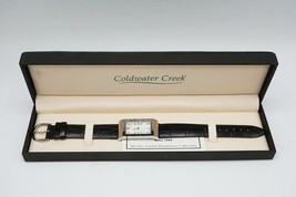 Coldwater Creek Pedre Croc Tank Watch Black Leather Band NIB New Battery - £15.54 GBP