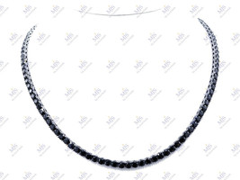 Thanksgiving Gift Black Diamond CZ Men&#39;s Tennis Necklace in 925 Silver 20&quot; - 3mm - £179.81 GBP