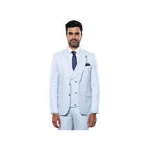 Men 3pc European Vested Suit WESSI J.VALINTIN Extra Slim Fit JV14 Sky Blue new image 6