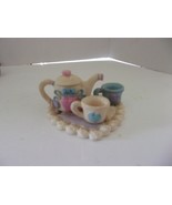 Miniature Tea Set On Heart Shape  Serve Tray 5 piece Resin - $207.10 MXN