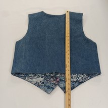 Katch Me San Francisco Women's Blue Cotton Floral Denim Reversible Vest Size L image 6