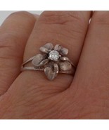 SINGLE PLUMERIA FLOWER 2 TONED RING SZ 7.25 SILVER COLOR HAWAII FASHION ... - $14.99