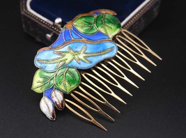 Vintage Cloisonné Enamel Hair Comb – Multicolor Floral Design – Ornate J... - $670.75 MXN