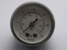 MARSH INSTRUMENTS 161062 PRESSURE GAUGE 0-30PSI, 0-210KPA, 1/4 INCH NPT ... - $49.00