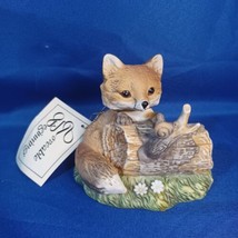 Vtg 1986 Fox with Snail Homco Masterpiece Porcelain Figurine Sculpture Signed - $18.69