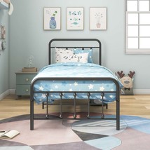 Twin Black Metal Platform Bed Frame, Victorian Style, Storage Ready - $116.99