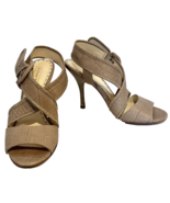 Coach Women&#39;s Karlie Embossed Croc Leather Sandals Beige Sz. 5.5B - $18.99