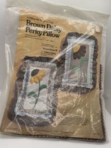 Vintage Brown Daisy Perky Pillow Kit Yours Truly New 1970s Yellow Brown Flower - $9.49