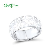 Silver Ring For Women Authentic 100% 925 Sterling Silver White Flower Elegant Ri - £26.68 GBP