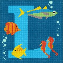 Pepita Needlepoint Canvas: Letter L Under The Sea, 7&quot; x 7&quot; - $50.00+