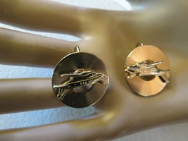 Vintage Airplane Earrings Beachcraft King Air 90 Gold Tone Clip On  1&quot; R... - $9.99