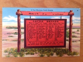 Vintage Montana Cattle Brands Linen Westland Views Color Postcard Unposted - £31.37 GBP