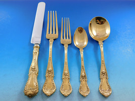 Dorothy Vernon Gold by Whiting Sterling Silver Flatware Set Service 61 pc Dinner - £4,062.88 GBP