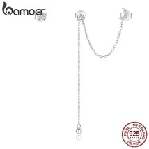 bamoer 2020 Authentic 925 Silver Simple Dreamy Moon &amp; Stars Stud Earrings for Wo - $22.15