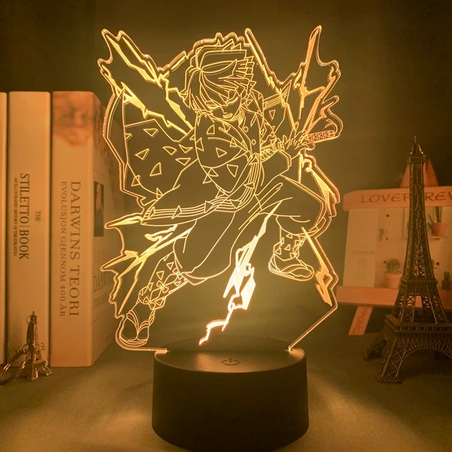 Anime Demon Slayer LED Acrylic Night Light Zenitsu Figure No Yaiba Gift - £19.74 GBP
