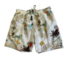 Paradise Shores Mens XL Lined Swim Board Shorts  Trunks White Beach Scene - £6.74 GBP