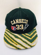 Vtg 80&#39;s 90&#39;s Oakland A&#39;s Jose Canseco Signed Zubaz Stripe All Over Snapback Hat - £74.72 GBP