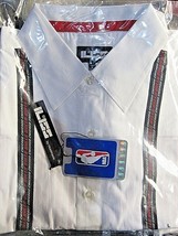NBA Chicago Bulls White Button Up Dress Shirt Short Sleeves by Headmaster - £31.89 GBP