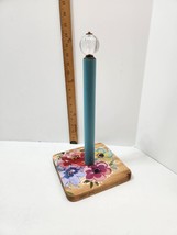 Pioneer Woman Melody Paper Towel Holder Floral Painted Acacia Wood Knob - Used - £15.45 GBP