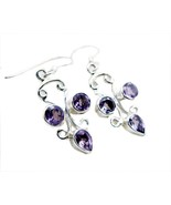 Agradable amatista 925 plata esterlina púrpura pendiente piedras precios... - $44.59 CAD