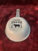 Vintage Enamelware Small Saucepan  light blue w/ farm theme - $471.15 MXN