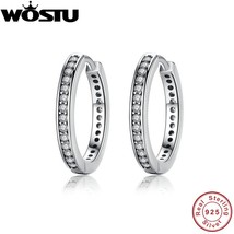  100 925 sterling silver party eternity hoop earrings with clear cz for women authentic thumb200