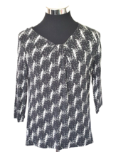 Amber Sun Collection Top Women&#39;s Size Medium Casual Pullover Black &amp; White - £11.79 GBP