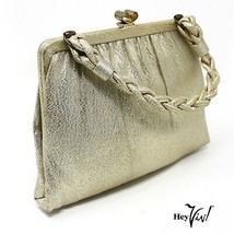 Vintage Gold Evening Purse w Braided Handle Cocktail Party Wedding 8x6 -... - £22.01 GBP