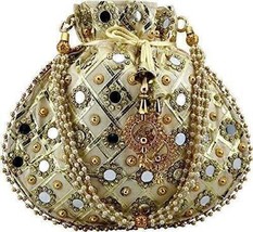 Damen Mirror Gotta Potli bestickte Potli-Tasche im Zari-Design mit Perlen... - £25.16 GBP