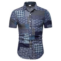Rt men chemise homme 2022 fashion paisley hawaiian shirt mens cotton linne shirts short thumb200