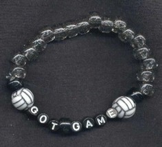Funky Volleyball Stretch Bracelet-GOT GAME-Novelty Team Coach Gift Jewelry-BLACK - $7.83