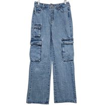 Banjara High-Rise Wide-Leg Cargo Jeans - Size 1/24 - Light Wash (ZIPPER ... - $12.99
