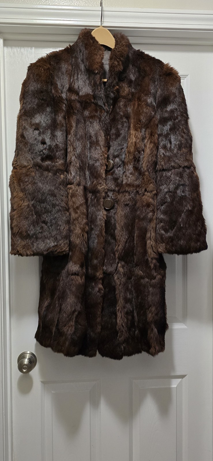 VTG Genuine Rabbit Fur Mid Length Coat Dark Brown Women’s Sz S NEEDS REPAIRS Item image 2