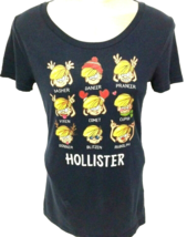 Hollister Sz Med M Juniors Christmas Shirt Funny Dasher Dancer Vixen Top... - £13.69 GBP