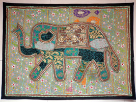 Indian Vintage Cotton Wall Tapestry Ethnic Elephant Hanging Decor Hippie X12 - £23.49 GBP