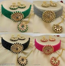 Indian Women Set Of 4 Combo Necklace Set Gold plated Fashion Jewelry Wedding Gif - £28.38 GBP