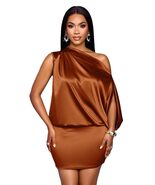 Women's Short Elegant Bodycon Mini Dress, Brown/Mustard Yellow/Dusty Pin... - $47.04