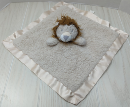 Cloud Island Tan Brown Lion plush Baby security blanket Satin Trim back ... - $9.79