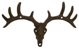 Pack Of 2 Hunters Rack Deer Elk Skull Antlers Wall Mounted Coat Hooks Plaque - £17.30 GBP