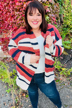 All Put Together Rust &amp; Navy Striped Pocketed Cardigan - £34.60 GBP