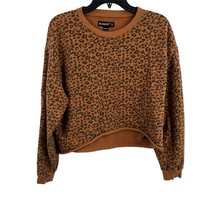 Blank NYC Animal Print Oversized Cropped Sweatshirt Cotton Size Medium - £20.64 GBP