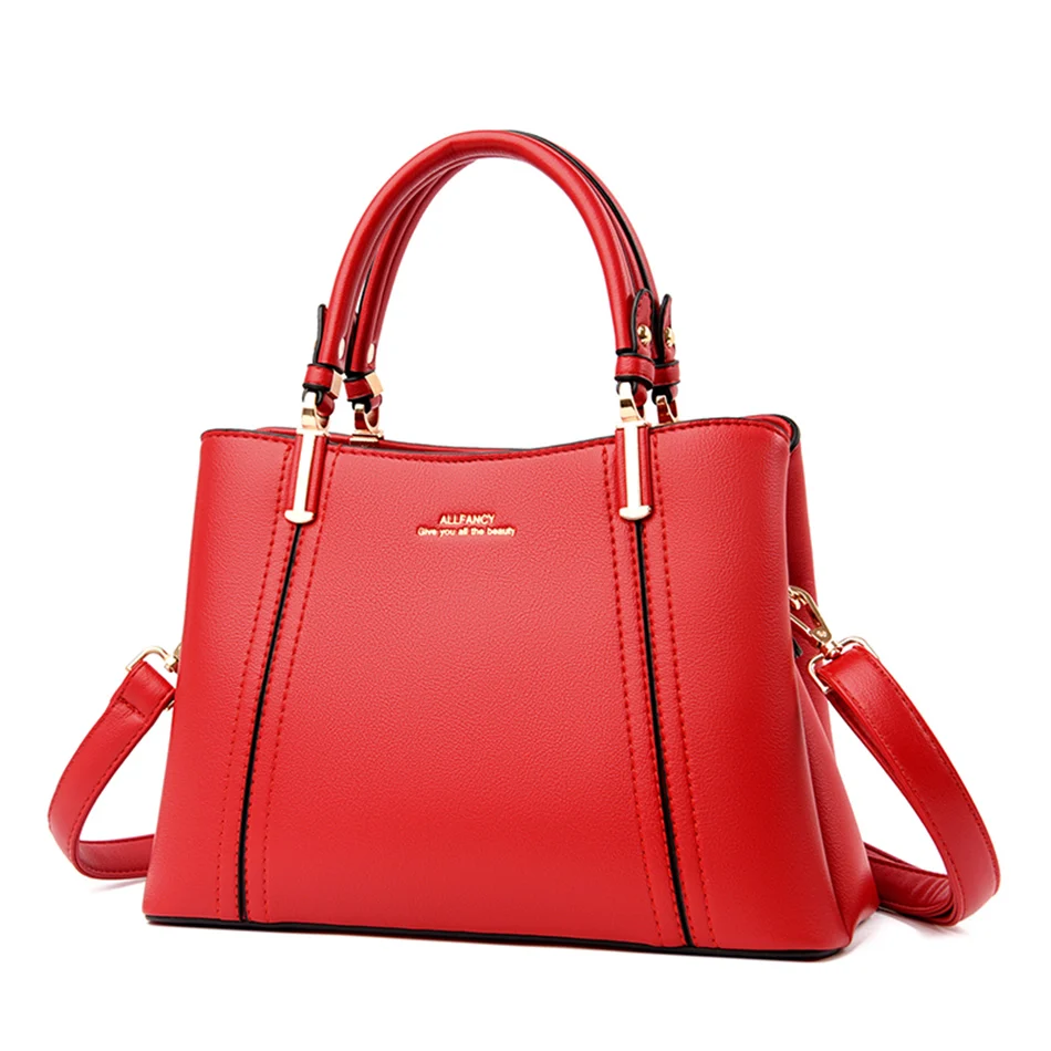 Women&#39;s Soft Leather Handbags er Large Capacity Shoulder Bag For Women 2021 Red  - £41.82 GBP
