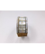 Indian Brass Bangle, Mother of Pearl Handmade Hinged Cuff - $91.22 CAD