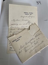 1908 handwritten letterhead envelope Hotel D’Iena Paris Harwichport MA p... - £45.57 GBP
