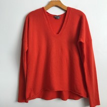 Vince Cashmere Sweater L Tomato Red V Neck Slouchy Long Sleeve Casual Kn... - $41.61