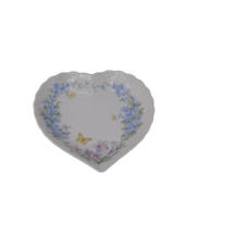 Mikasa Thinking of You Heart Shaped Candy Trinket Dish Blue White Floral 6 1/2&quot; - £10.25 GBP