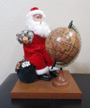 Vintage Animated Santa Clause With Globe Moves Whistles Christmas Music - £19.75 GBP