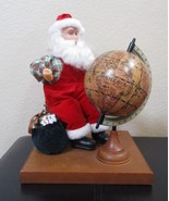 Vintage Animated Santa Clause With Globe Moves Whistles Christmas Music - €21,14 EUR