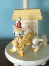Vintage Painted Wood Nursery Baby Childs Lamp Yellow Hey Diddle Irmi - £24.80 GBP